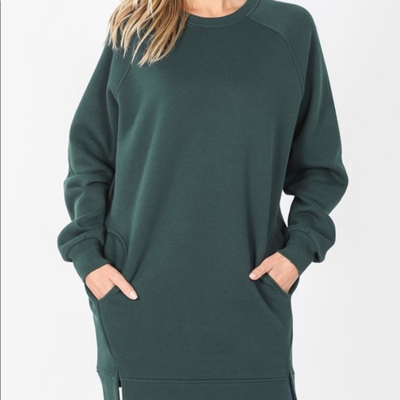 New Zenana Outfitters Hunter Green Oversized Sweatshirt! - Picture 1 of 2